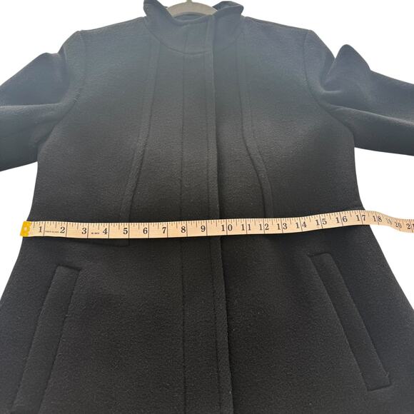 Talbots Italian Wool Blend Stadium Coat Zip Up Size 6 Black Longline Classy - Picture 13 of 16